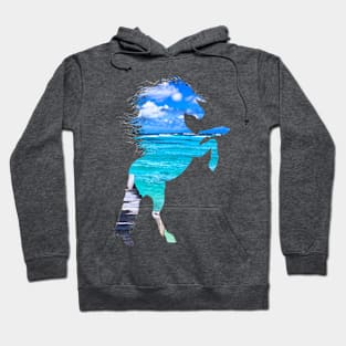 Cloudy ocean horse pattern Hoodie